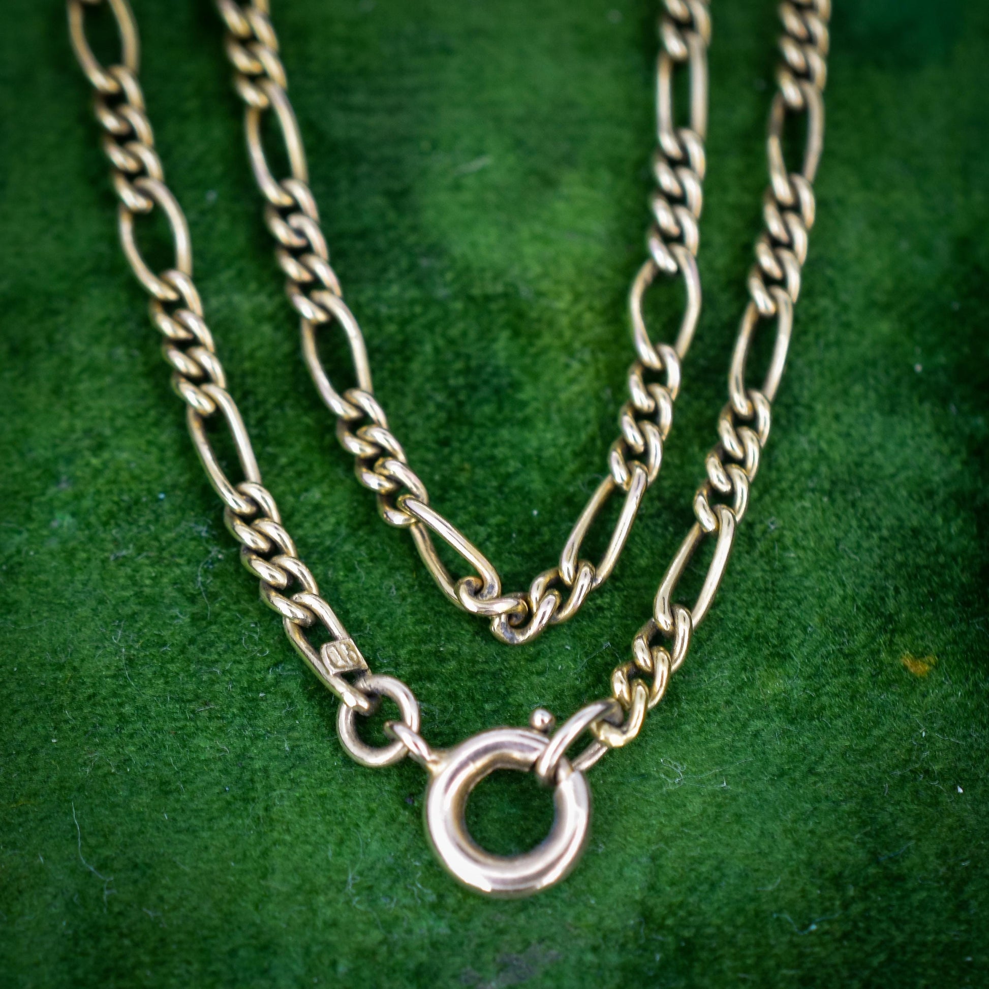 Antique 15ct Yellow Gold Figaro Chain Necklace | 16" Length