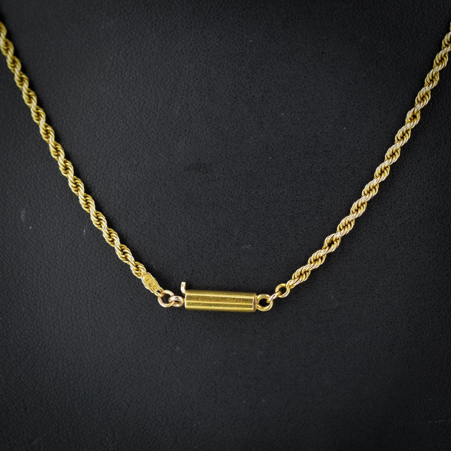 Antique 15ct Gold Rope Twist Link Chain Necklace with Barrel Clasp | 18"