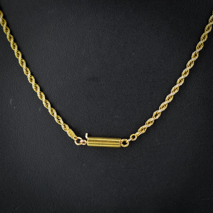 Antique 15ct Gold Rope Twist Link Chain Necklace with Barrel Clasp | 18"