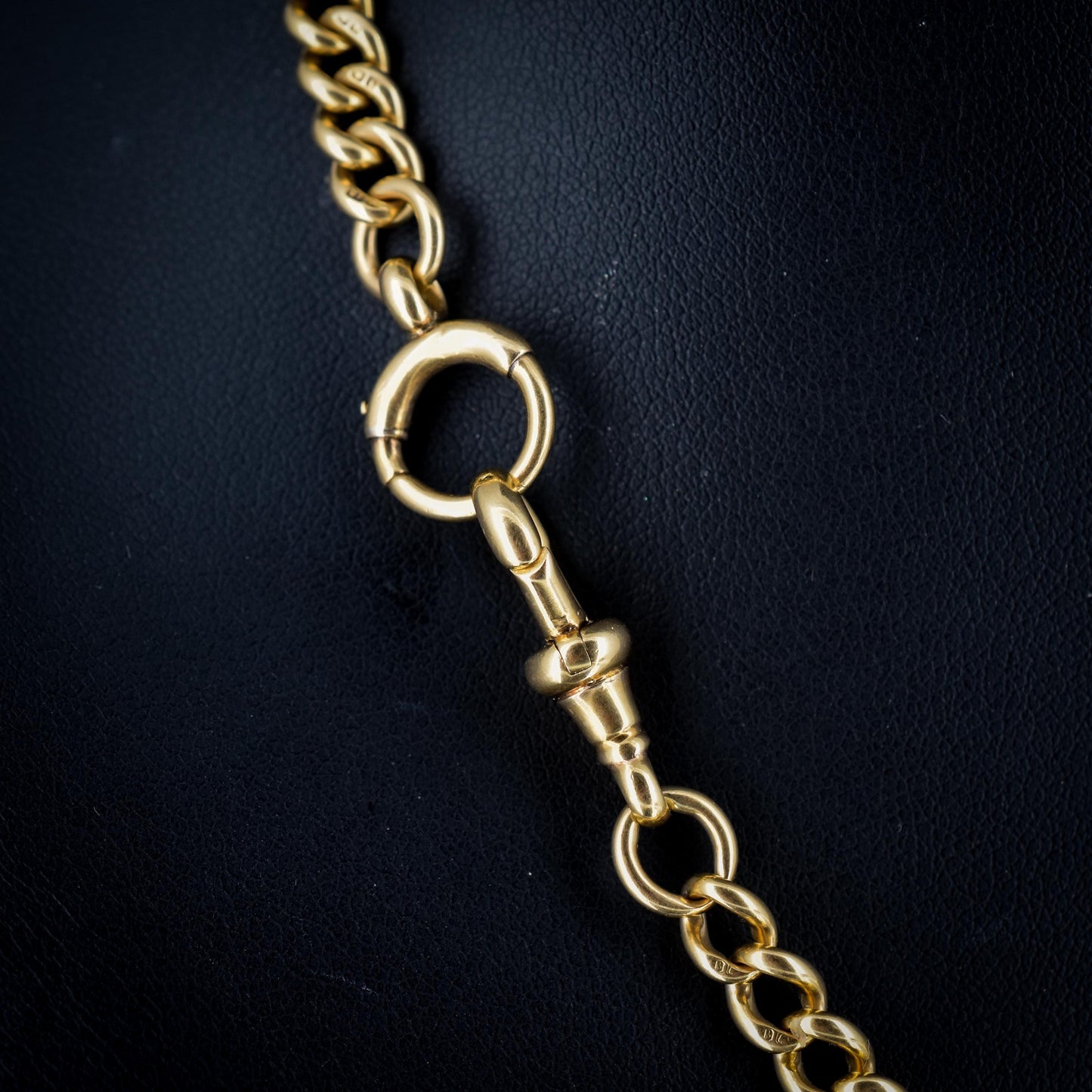 Antique Heavy 18ct Yellow Gold Curb Link Albert Watch Chain Necklace 17.25"