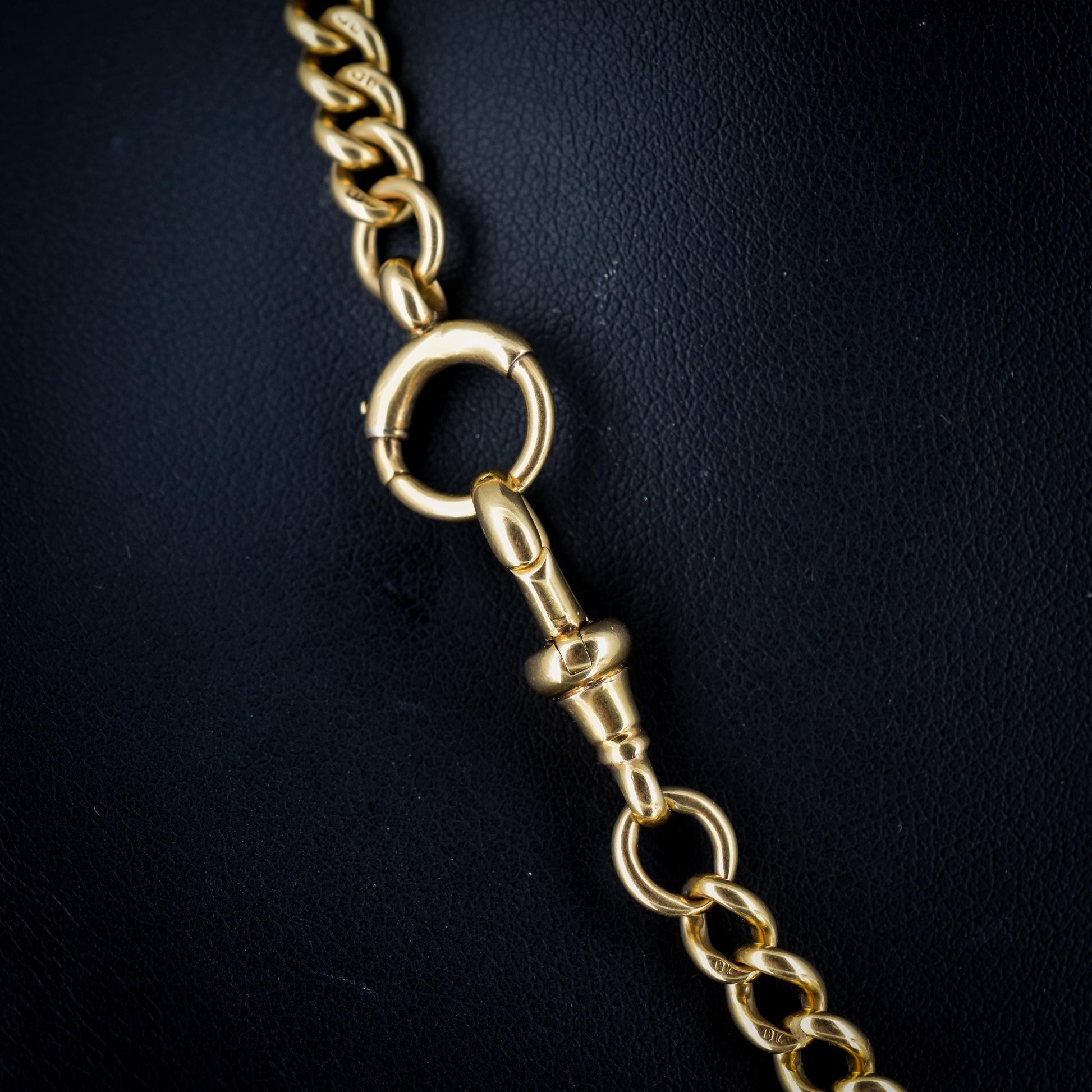 Antique Heavy 18ct Yellow Gold Curb Link Albert Watch Chain Necklace 17.25"