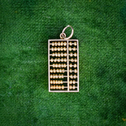 Vintage Mid-Century 14ct Yellow Gold Abacus Charm Pendant