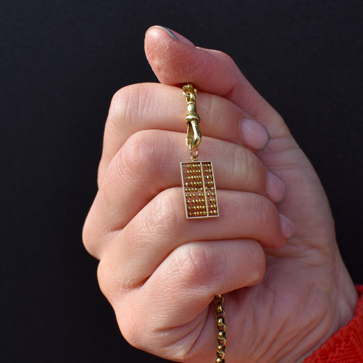 Vintage Mid-Century 14ct Yellow Gold Abacus Charm Pendant