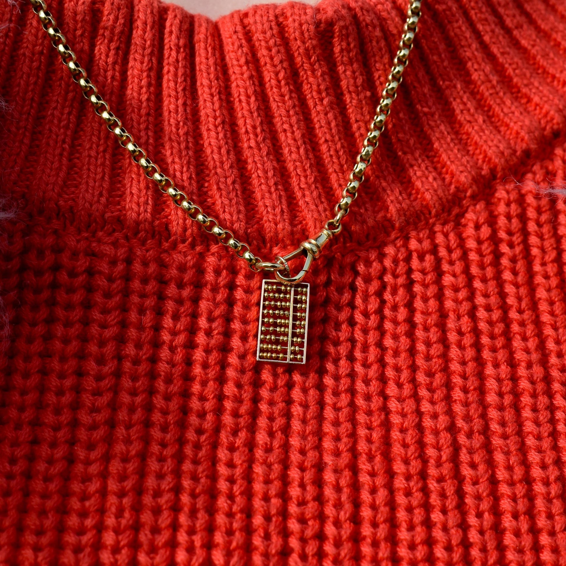 Vintage Mid-Century 14ct Yellow Gold Abacus Charm Pendant