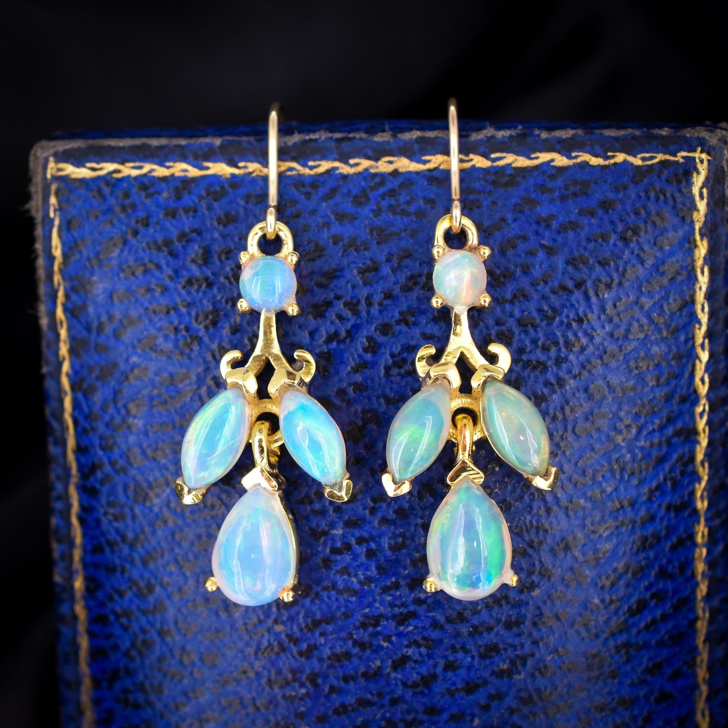 Opal Yellow Gold Drop Earrings