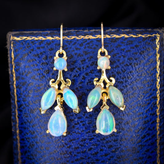 Opal Yellow Gold Drop Earrings