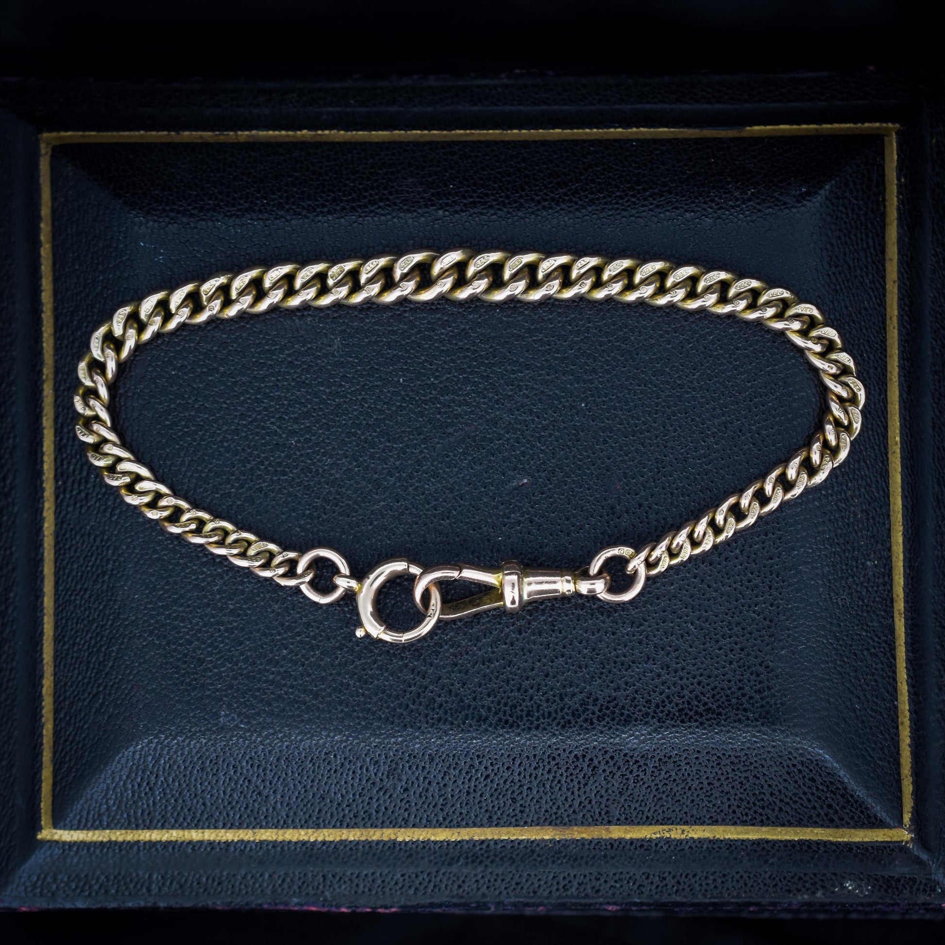 Antique Edwardian 9ct Gold Graduated Curb Link Bracelet | 7.25"