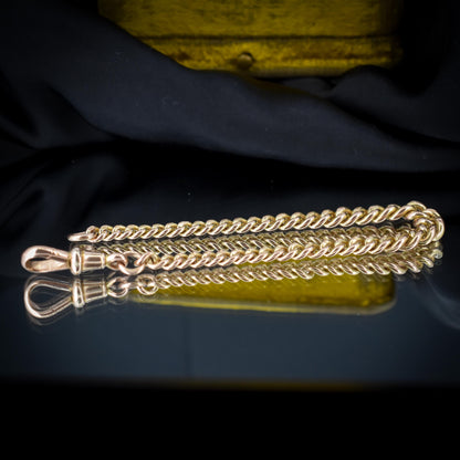 Antique '1923' 9ct Yellow Gold Graduated Curb Link Bracelet | 7.5"