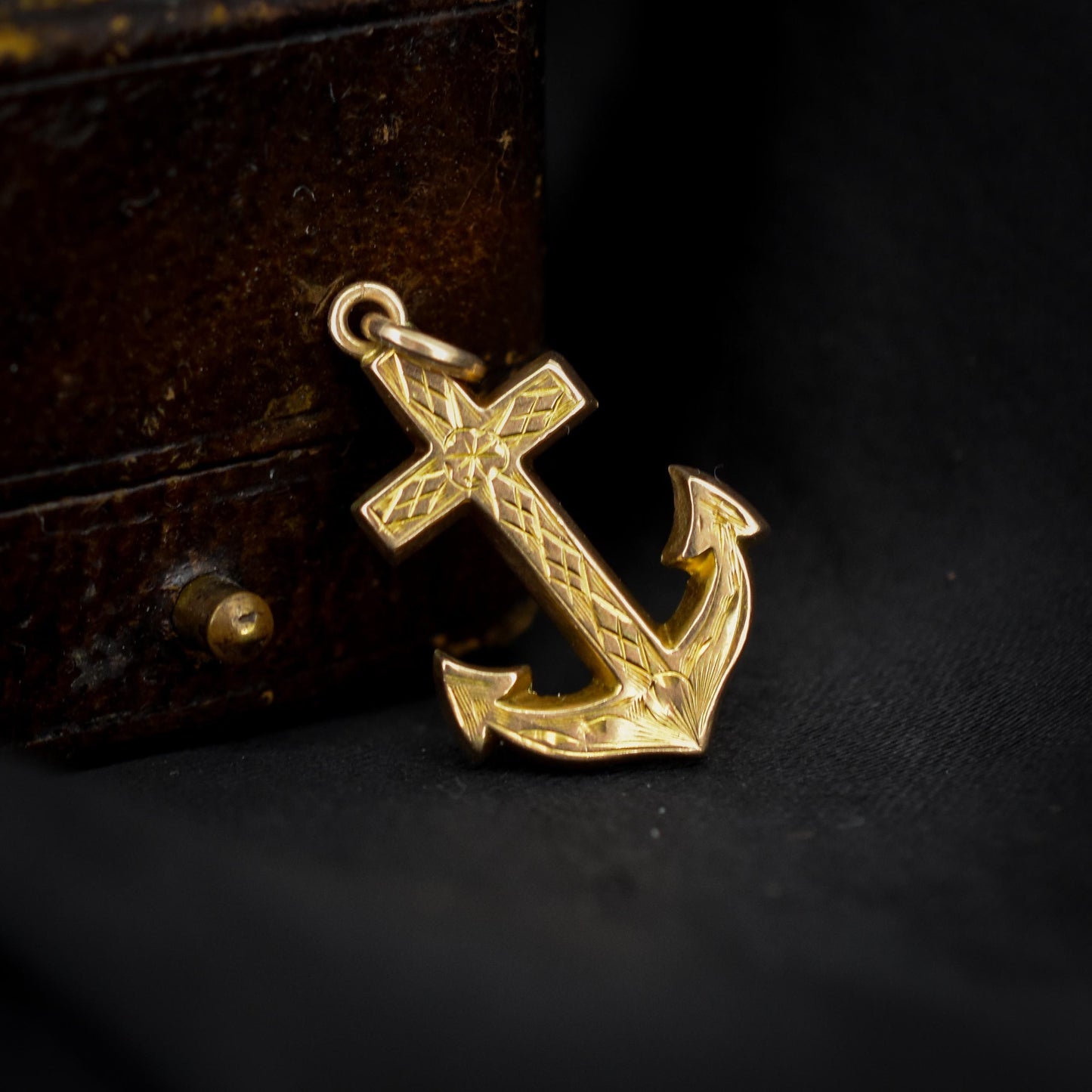 Antique 9ct Gold Anchor Nautical Charm Pendant