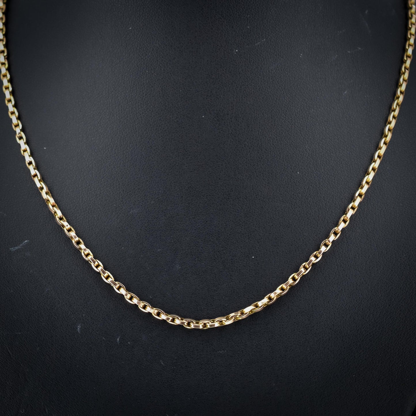 Antique Victorian Short 9ct Gold Cable Link Chain Necklace with Barrel Clasp | 17.5"