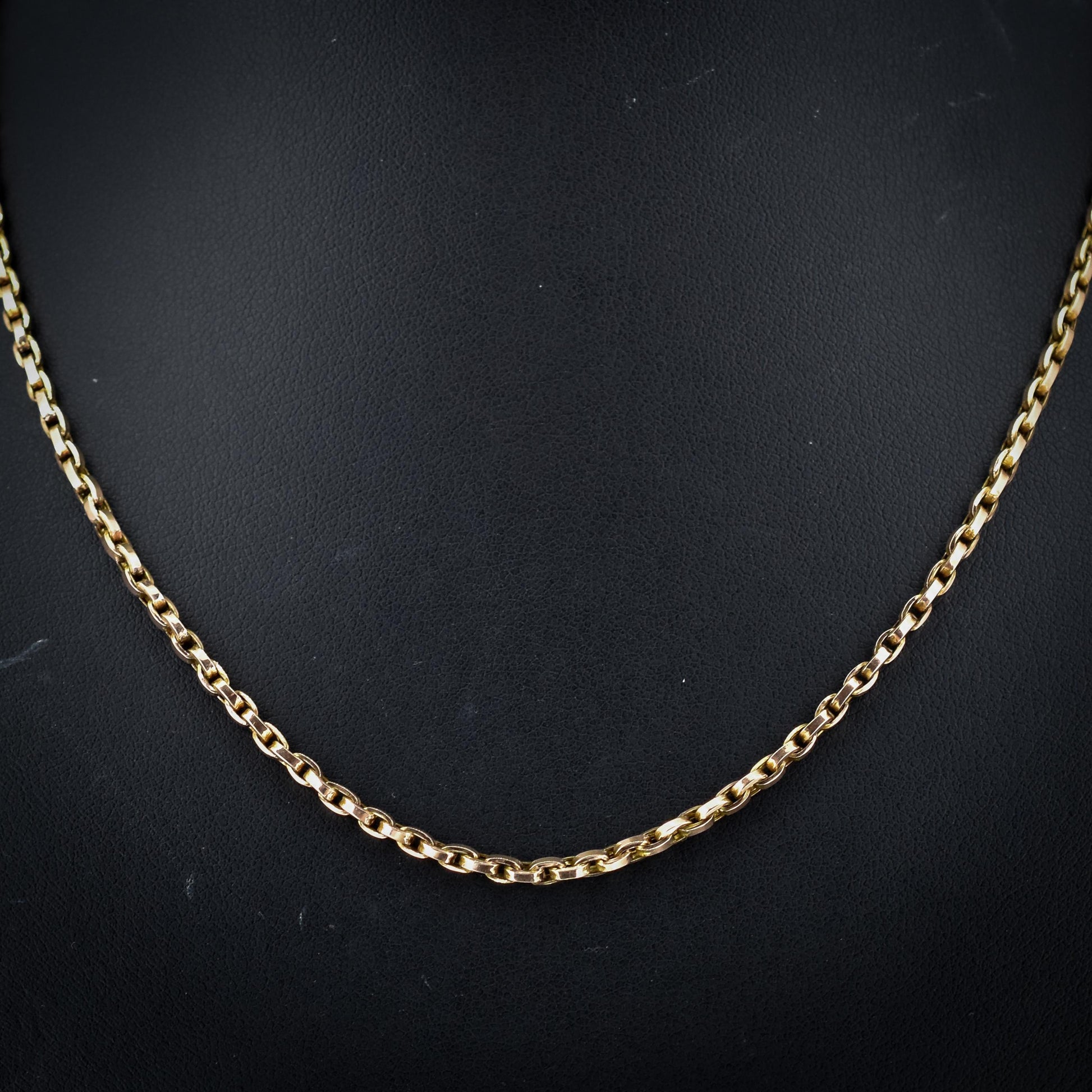 Antique Victorian Short 9ct Gold Cable Link Chain Necklace with Barrel Clasp | 17.5"