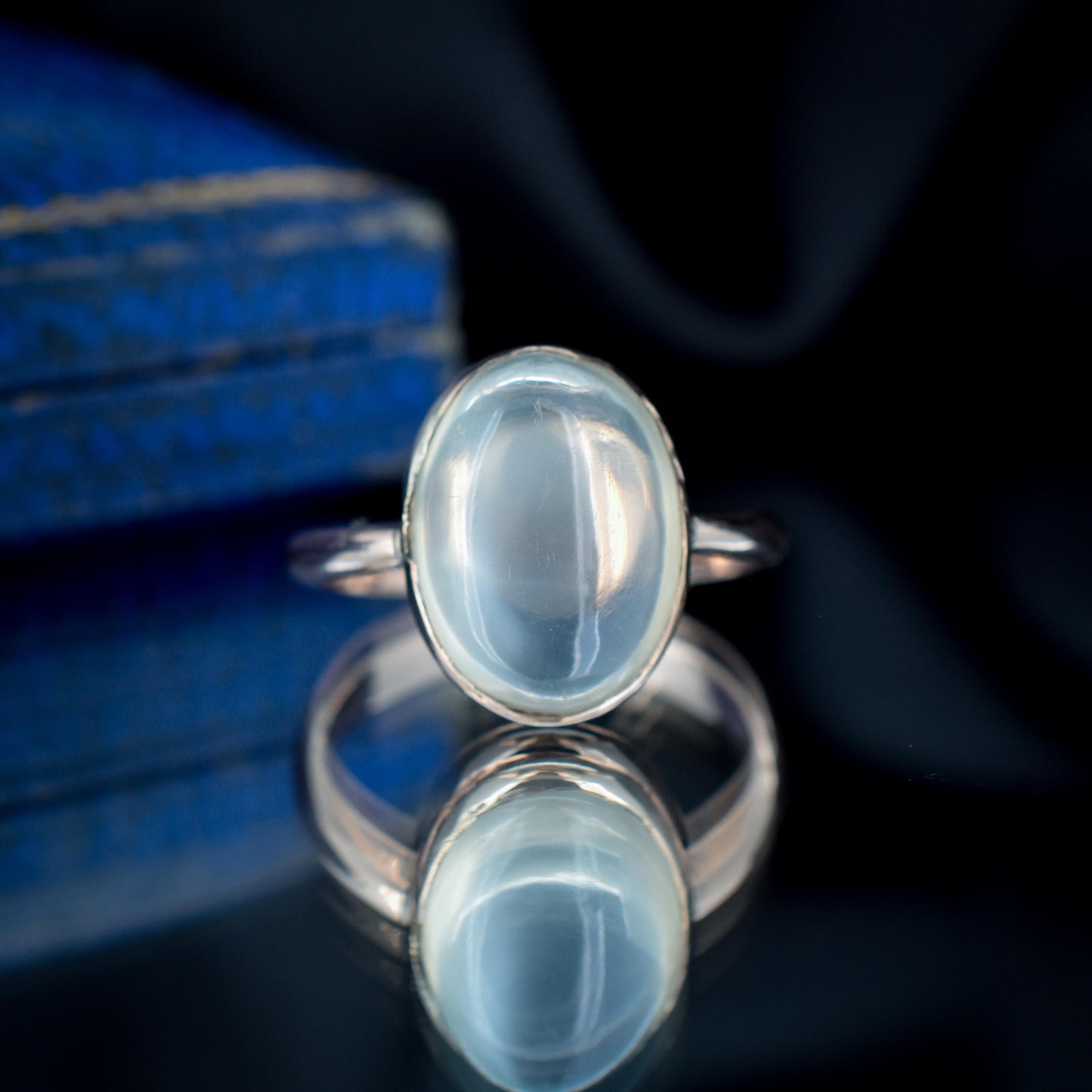 Antique Cabochon Moonstone Oval 9ct Gold Bezel Ring