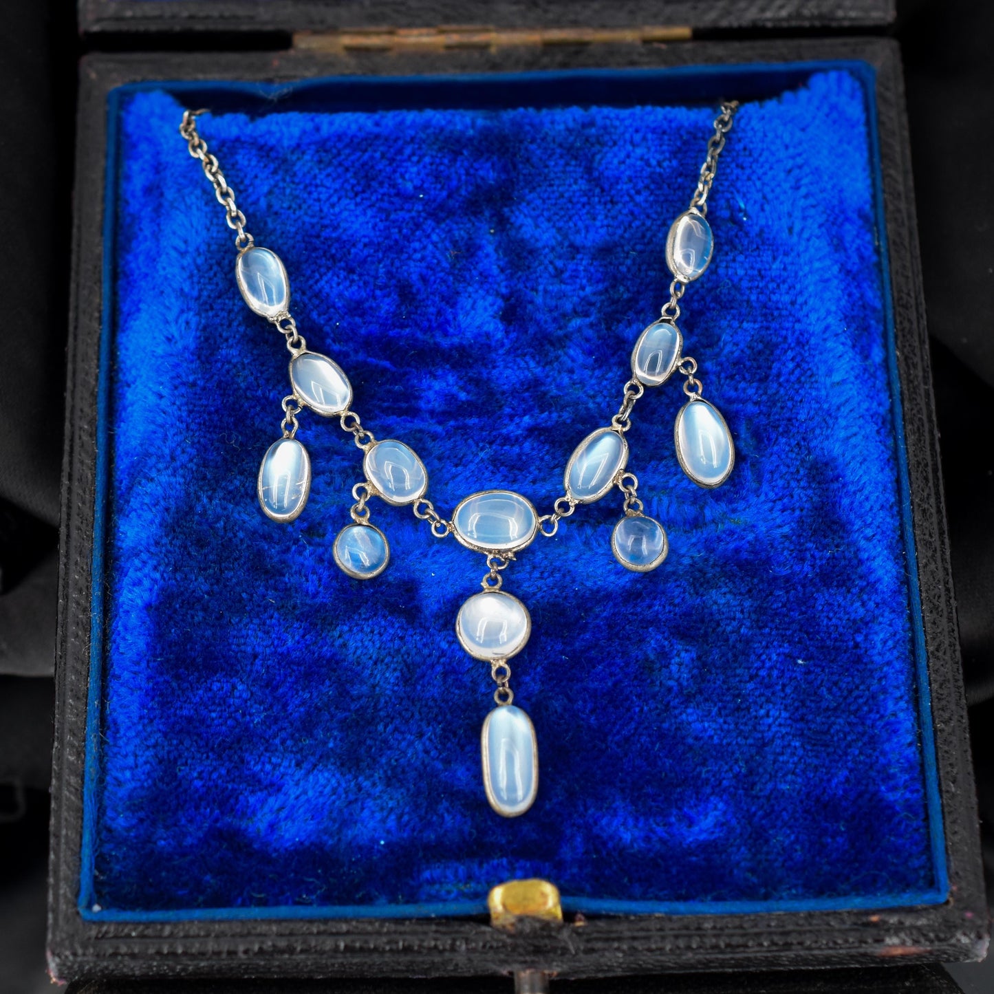 Antique Moonstone Silver Drop Fringe Festoon Necklace | Edwardian