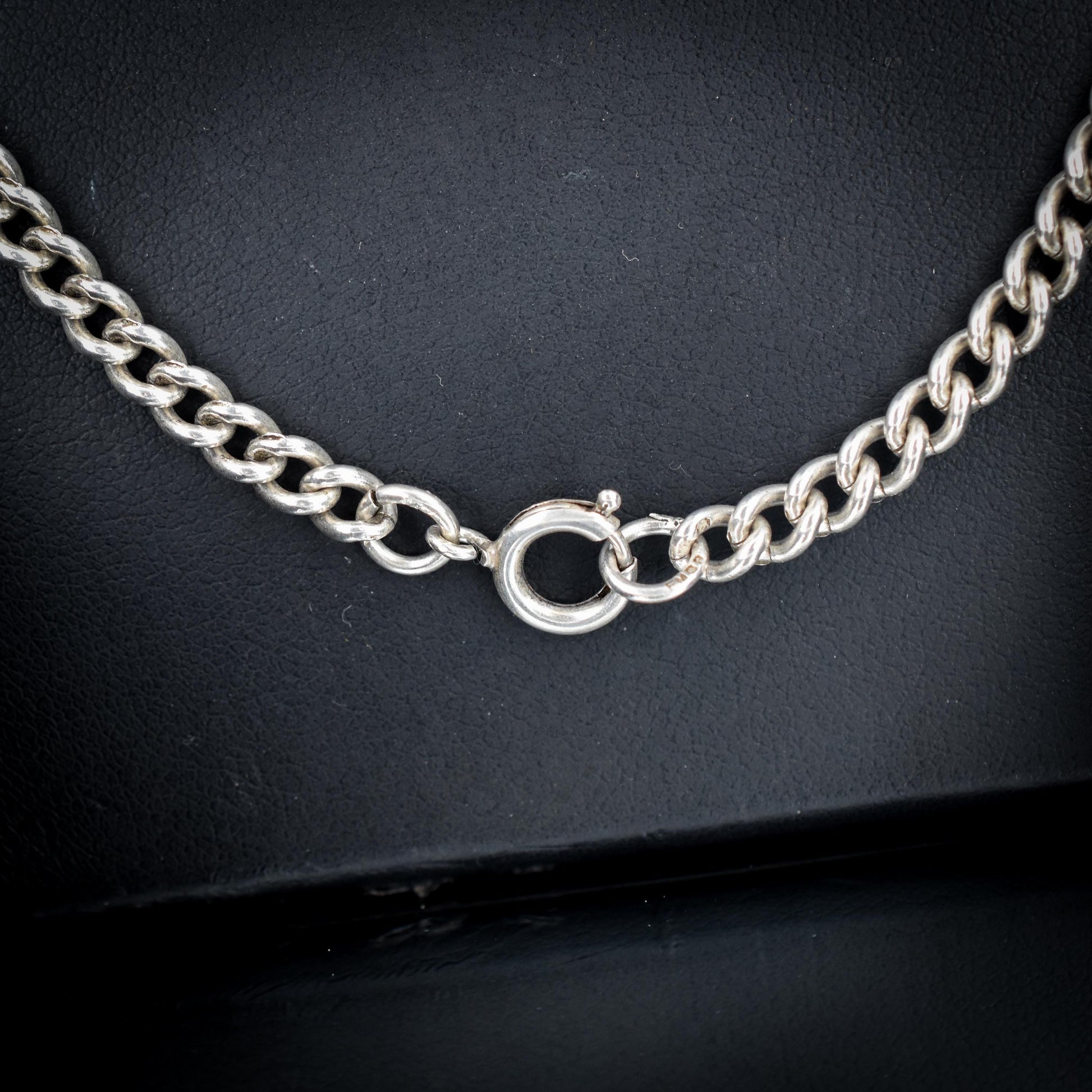 Vintage Sterling Silver Long Curb Link Chain Necklace – 22″