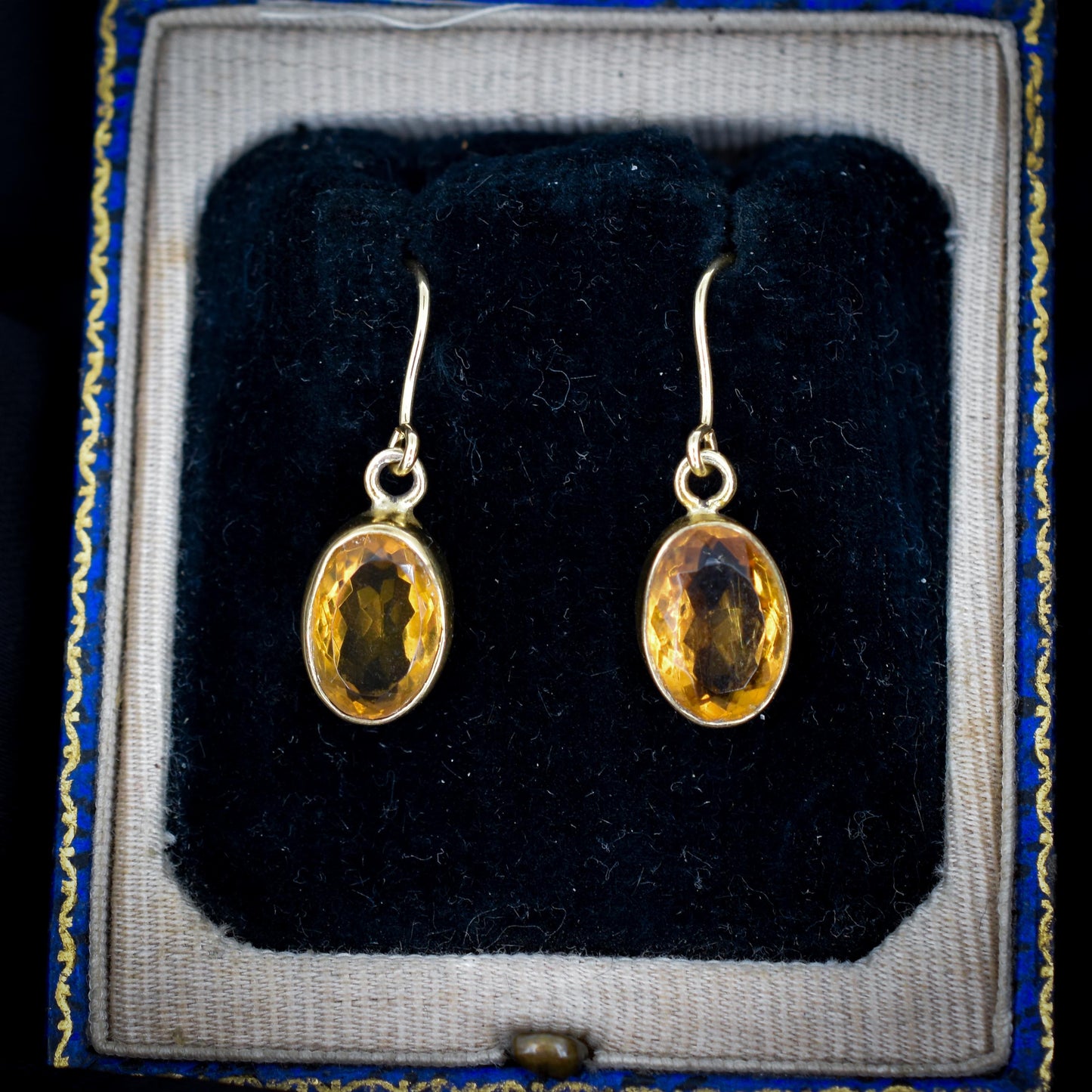 Oval Cut Citrine Drop 9ct Gold Earrings