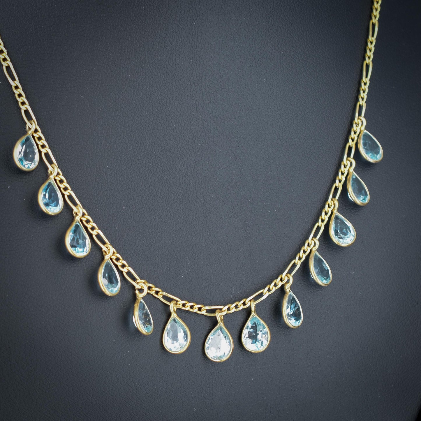 Blue Topaz 18ct Gold on Silver Fringe Necklace