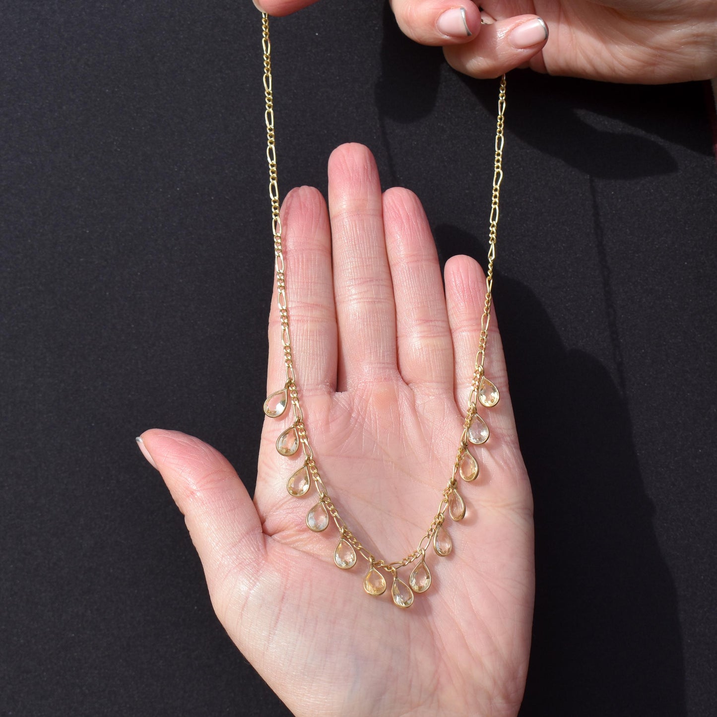 Citrine 18ct Gold on Silver Fringe Necklace