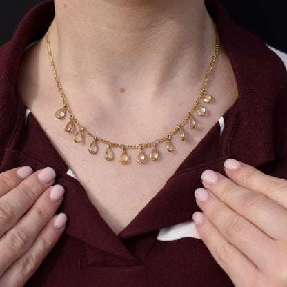 Citrine 18ct Gold on Silver Fringe Necklace