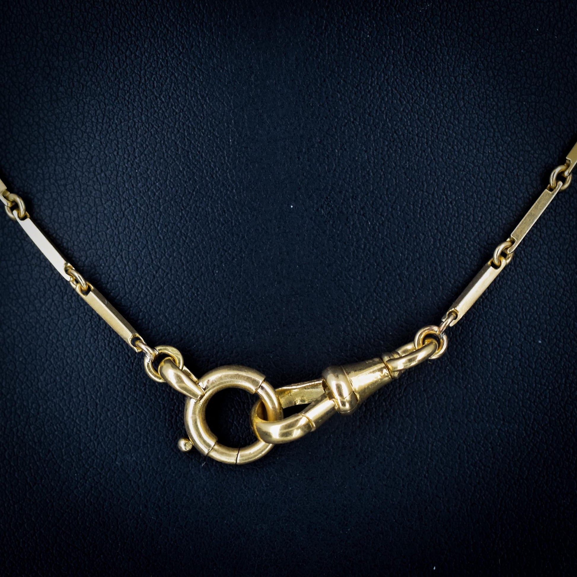 Antique French 18ct Gold Chain Necklace with Bolt ring and Dog Clip | 14.5"