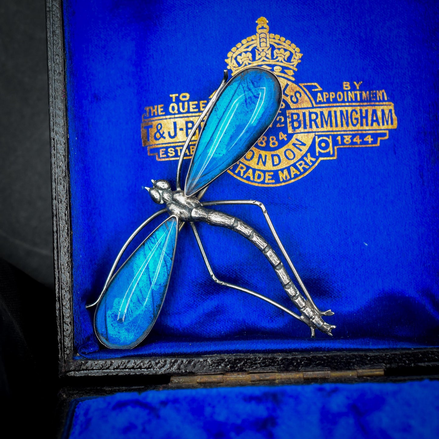 Antique Art Deco Sterling Silver Butterfly Wing Dragonfly Brooch