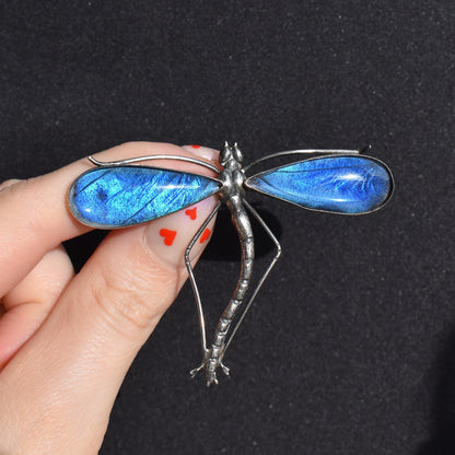 Antique Art Deco Sterling Silver Butterfly Wing Dragonfly Brooch