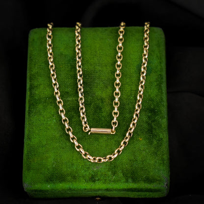 Antique Victorian 9ct Gold Oval Link Chain Necklace with Barrel Clasp | 18.5"