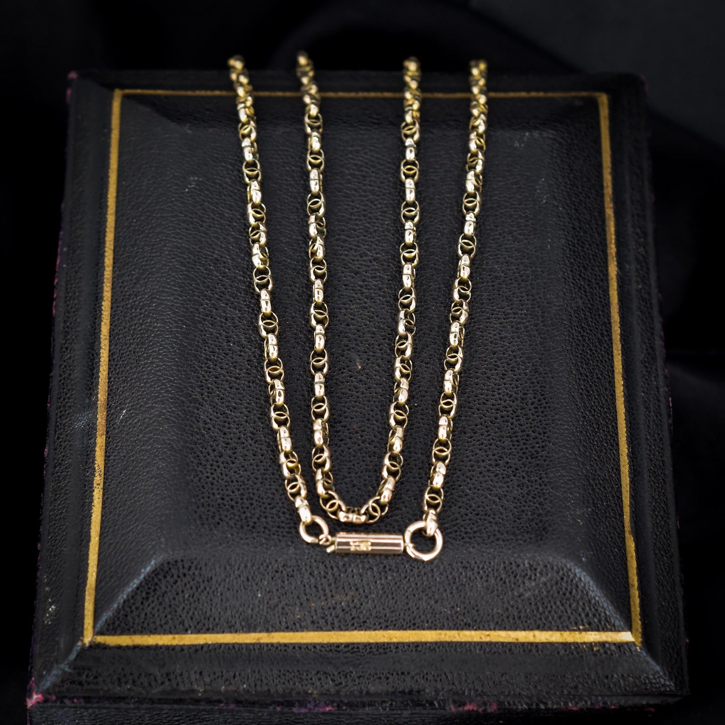 Antique 9ct Gold Fancy Chain Necklace with Barrel Clasp | 18"