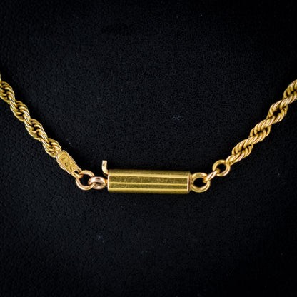 Antique 15ct Gold Rope Twist Link Chain Necklace with Barrel Clasp | 18"