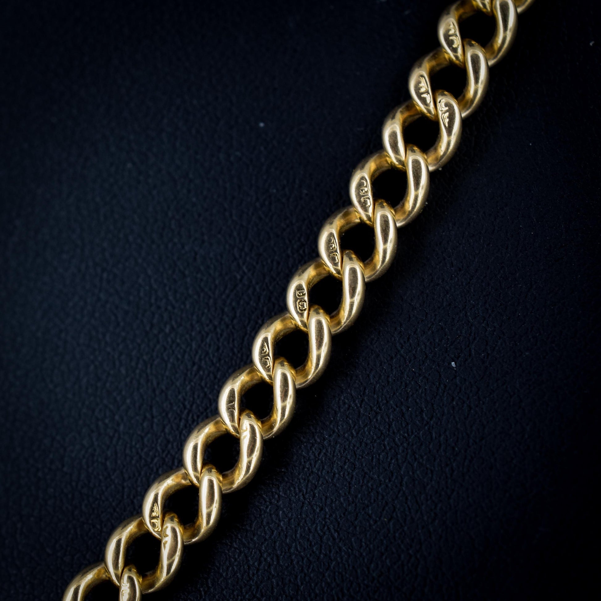 Antique Heavy 18ct Yellow Gold Curb Link Albert Watch Chain Necklace 17.25"