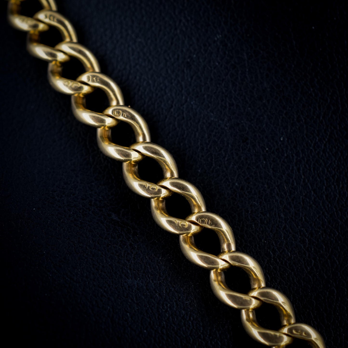 Antique Heavy 18ct Yellow Gold Curb Link Albert Watch Chain Necklace 17.25"