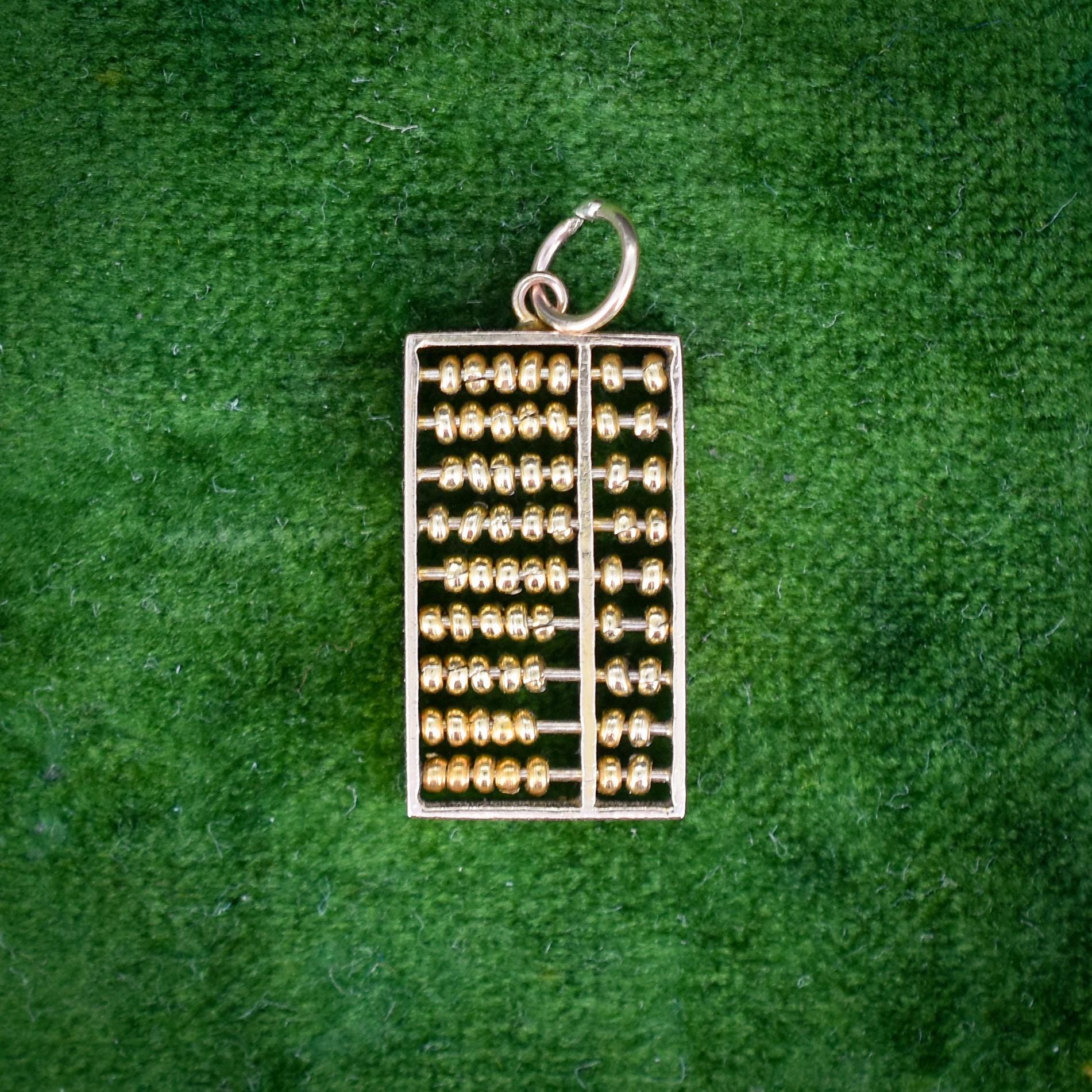 Vintage Mid-Century 14ct Yellow Gold Abacus Charm Pendant