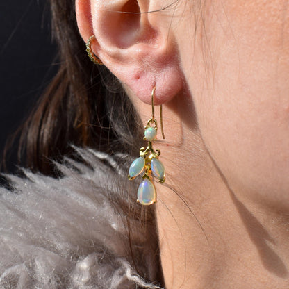 Opal Yellow Gold Drop Earrings