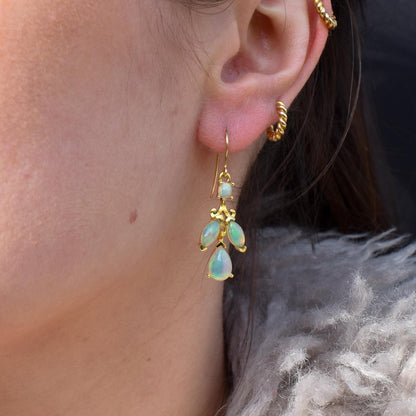 Opal Yellow Gold Drop Earrings