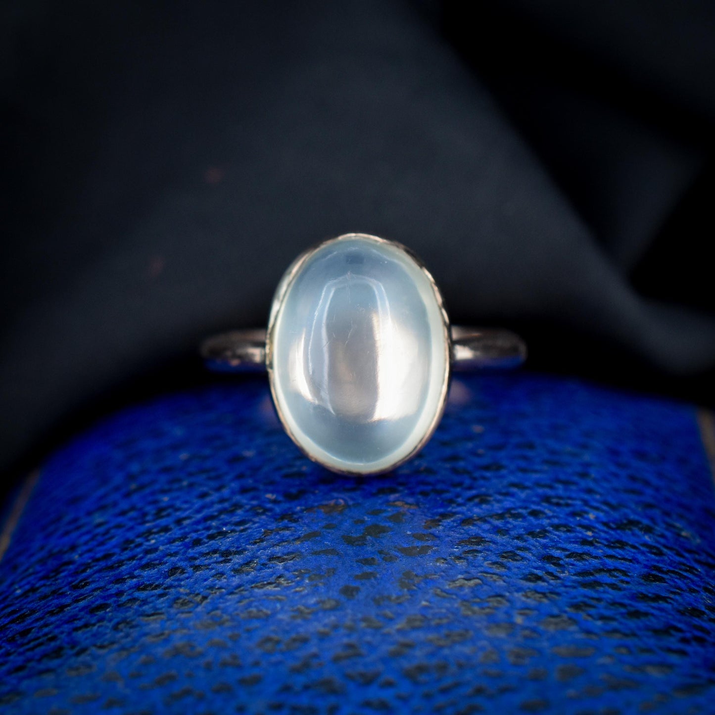 Antique Cabochon Moonstone Oval 9ct Gold Bezel Ring