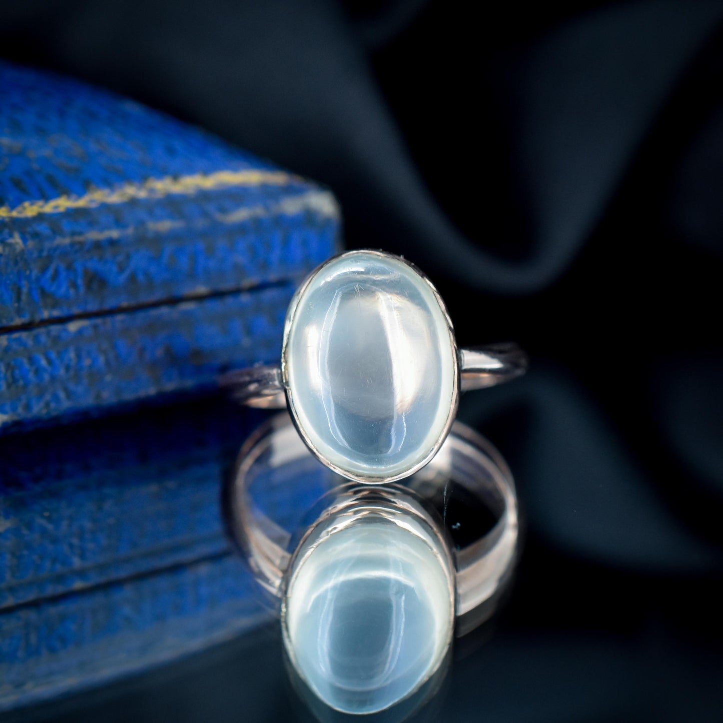 Antique Cabochon Moonstone Oval 9ct Gold Bezel Ring