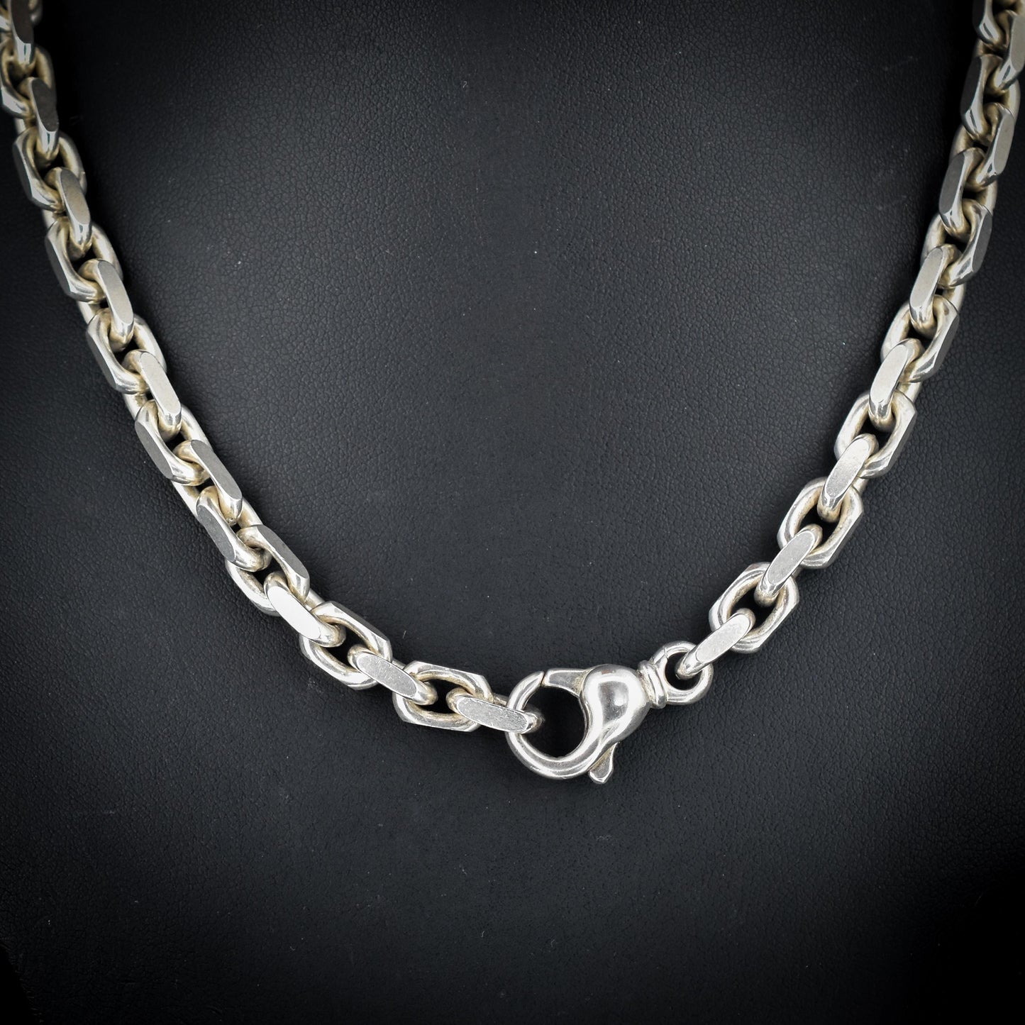 Vintage Chunky Sterling Silver Flat Edge Link Biker Chain Necklace – 20″