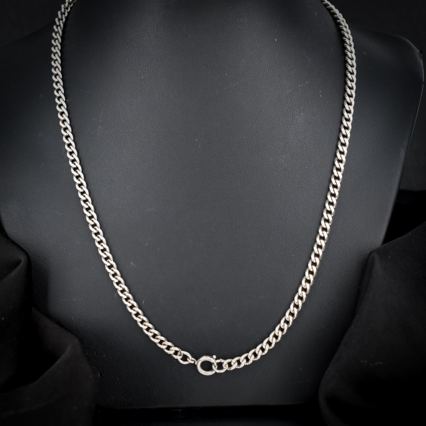 Vintage Sterling Silver Long Curb Link Chain Necklace – 22″