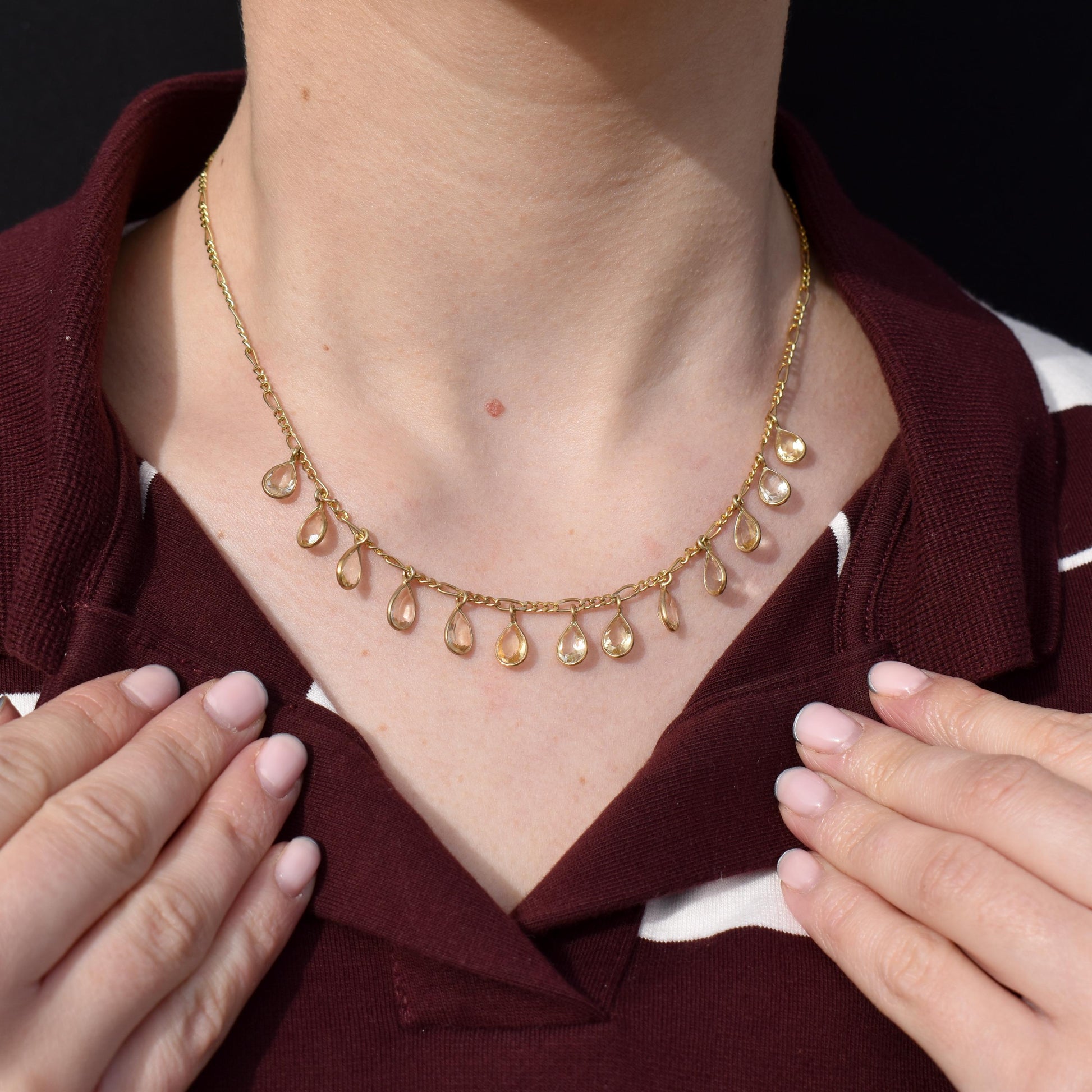 Citrine 18ct Gold on Silver Fringe Necklace