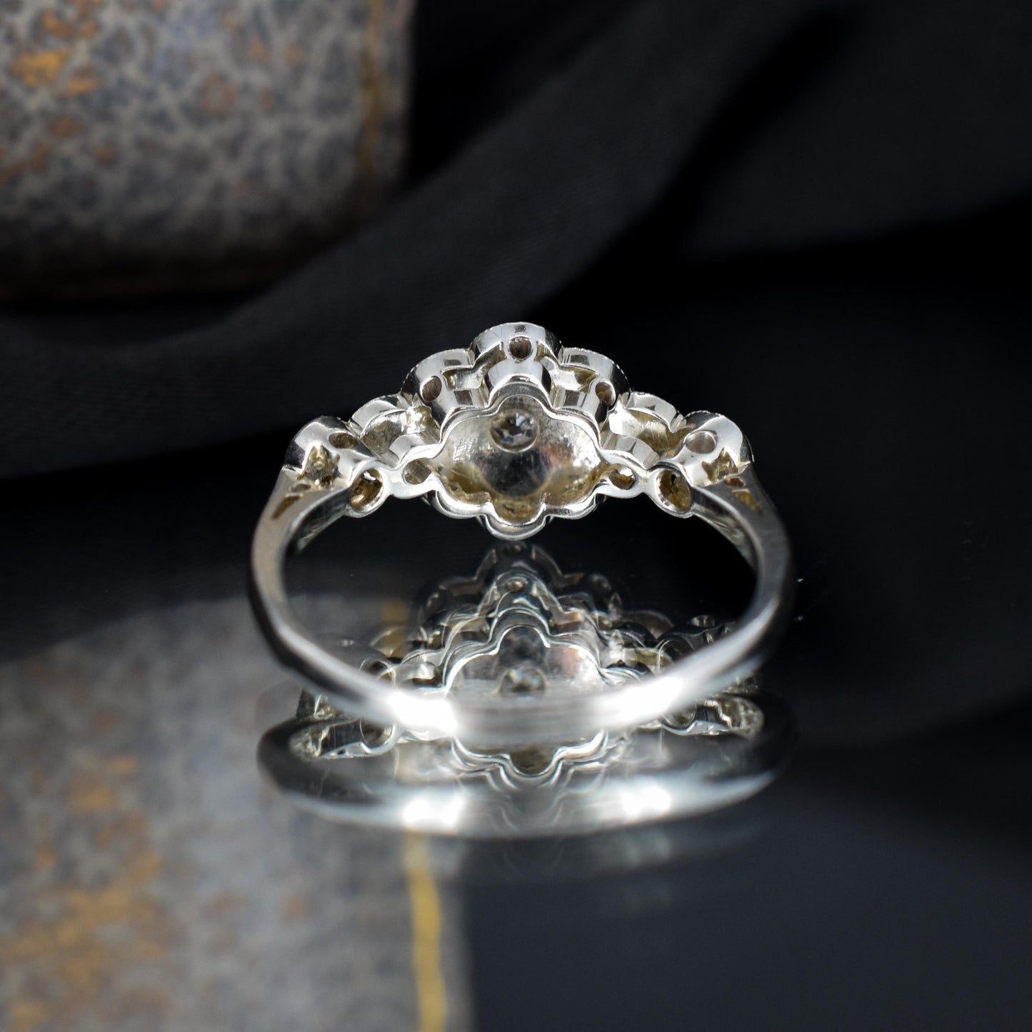 Antique Edwardian Pearl and Old Cut Diamond 18ct White Gold Ring