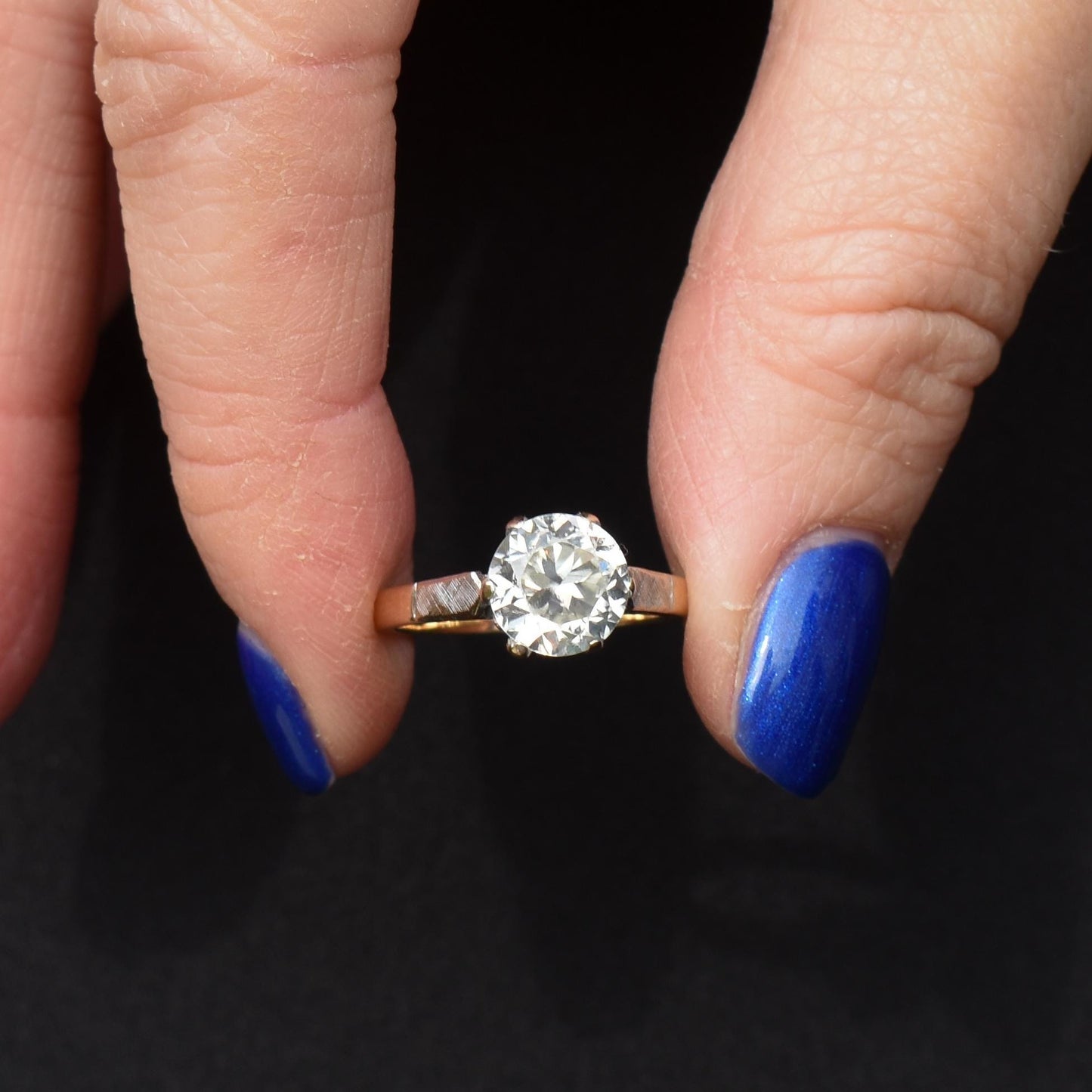 Vintage 2.0ct Round Paste Solitaire 9ct Gold Ring | Engagement