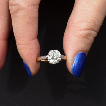 Vintage 2.0ct Round Paste Solitaire 9ct Gold Ring | Engagement