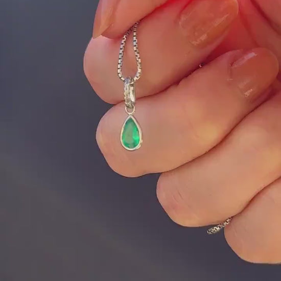 0.45ct Natural Emerald Platinum Drop Pendant Charm