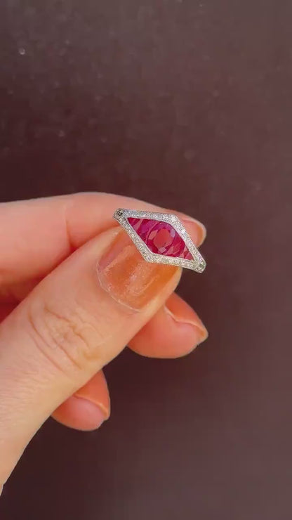 Art Deco Style Ruby and Diamond Platinum Ring