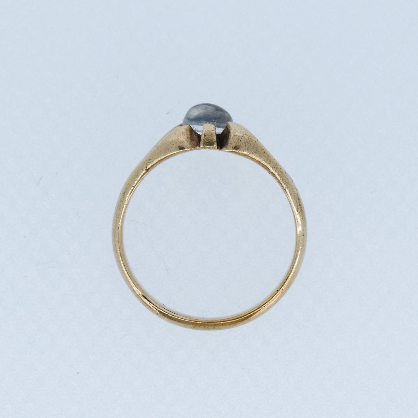 Antique Moonstone Belcher Solitaire 9ct 9K Yellow Gold Ring | Edwardian