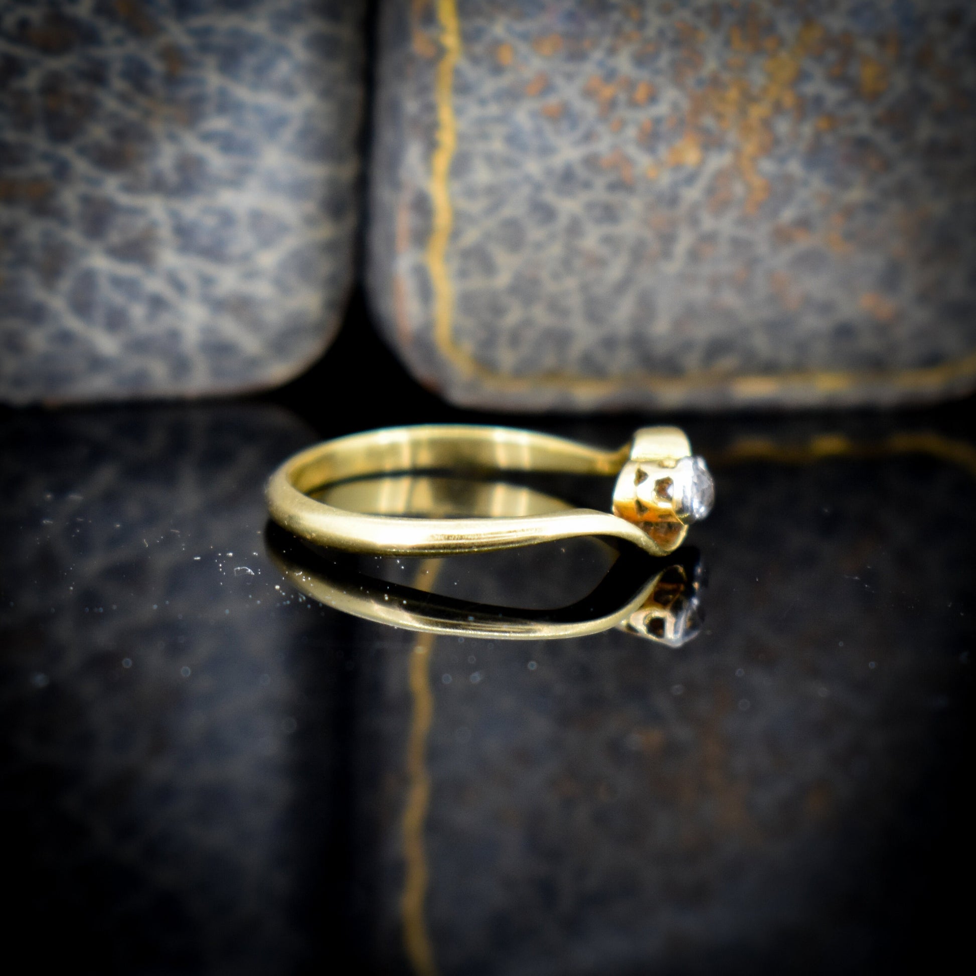 Antique White Sapphire Toi Et Moi 18ct 18K Yellow Gold Two Stone Twist Ring | Engagement Ring