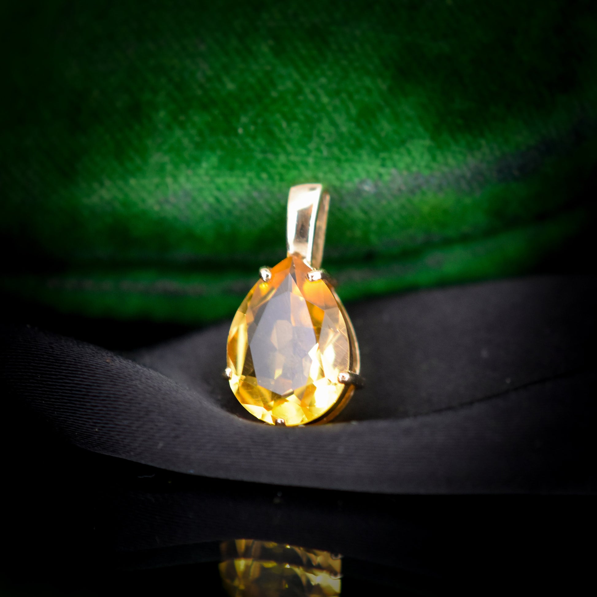 Pear Cut Citrine 9ct Yellow Gold Charm Pendant