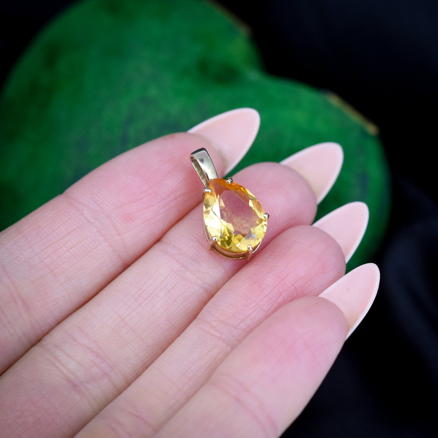 Pear Cut Citrine 9ct Yellow Gold Charm Pendant