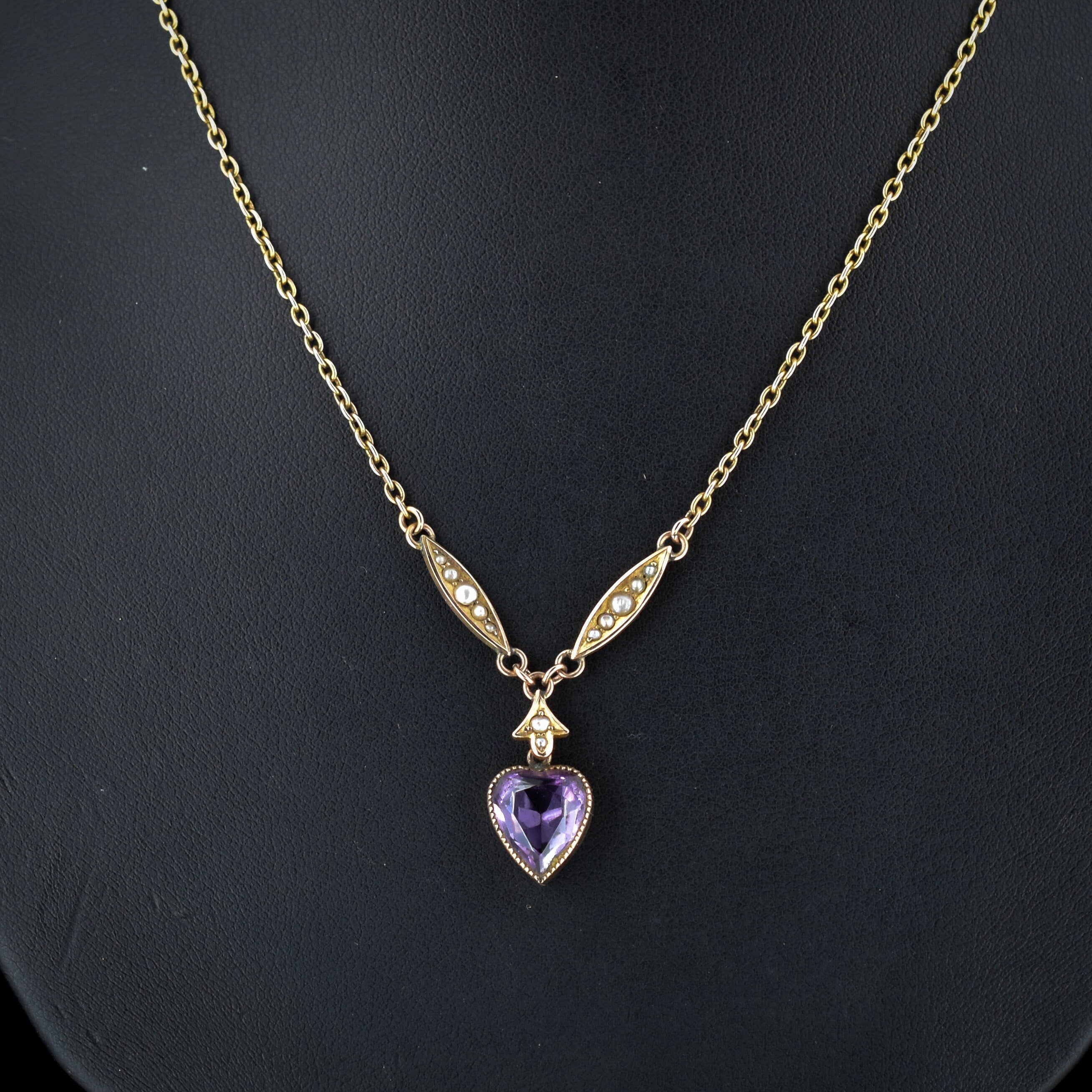 Orders Vintage Amethyst Heart Yellow Gold Filled Necklace Choker