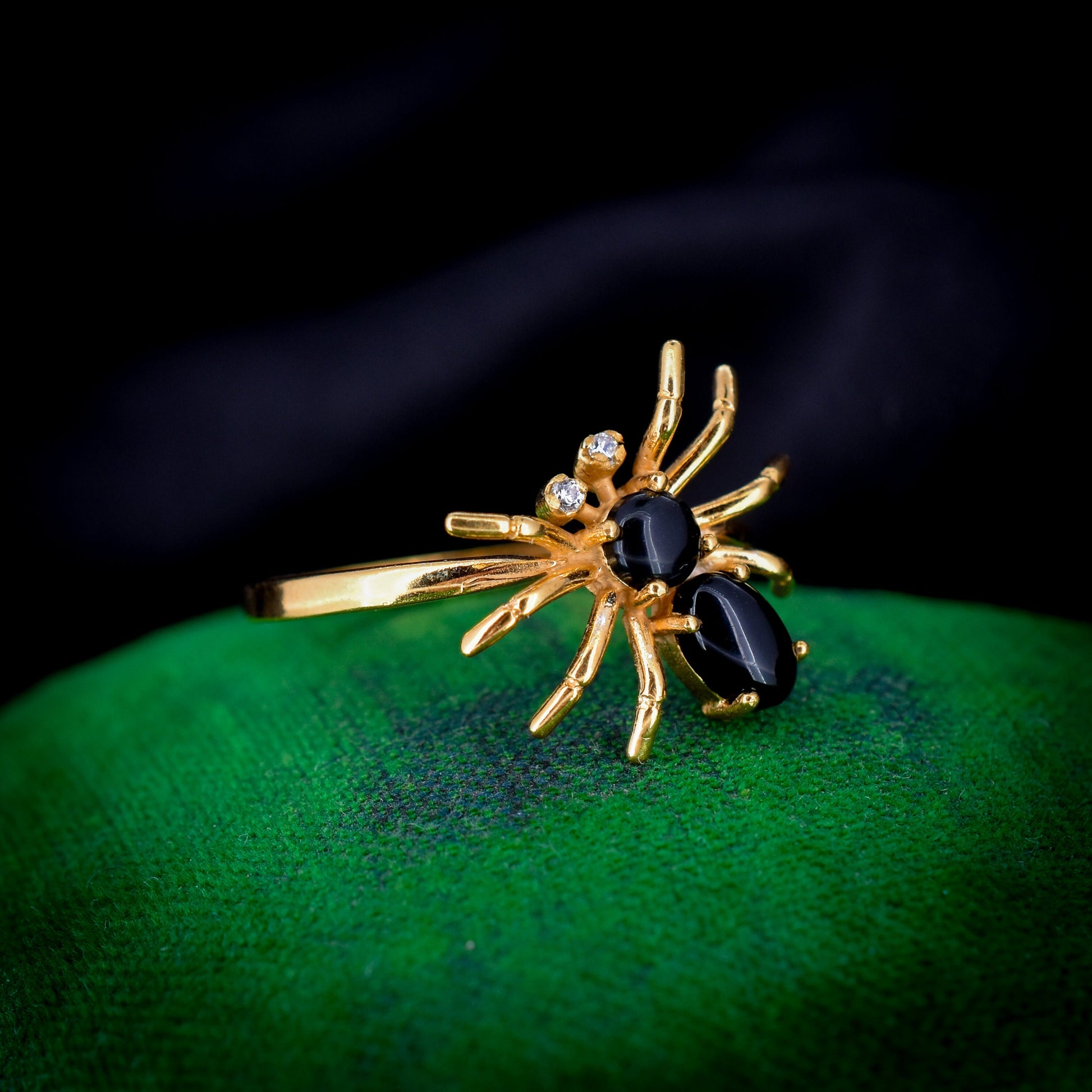 Onyx Spider 18ct Yellow Gold on Silver Dress Ring