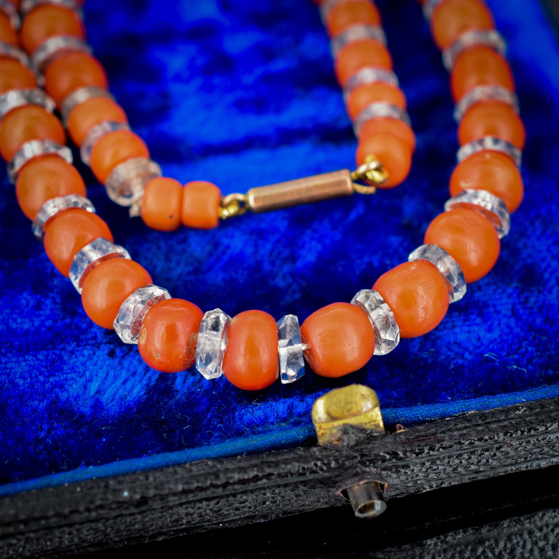 Antique Natural Coral and Rock Crystal Short Beaded Necklace